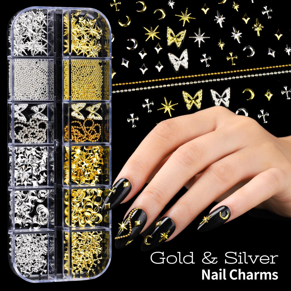 Teenitor gold and silver charms with chains for metallic accent details.