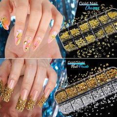 Teenitor silver-gold pearls and beads for nails inspire retro elegance