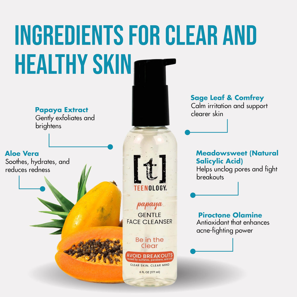 Close-up of Teenology Cleanser texture with foamy lather for gentle cleansing