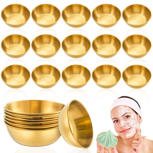 Teenyyou 18-pcs face mask mixing bowls in gold for organized home or salon skincare prep.