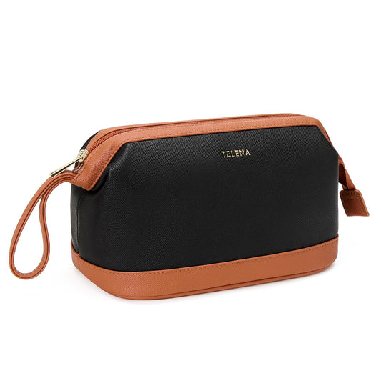 Telena makeup bag with large capacity for daily cosmetics and travel must-haves.