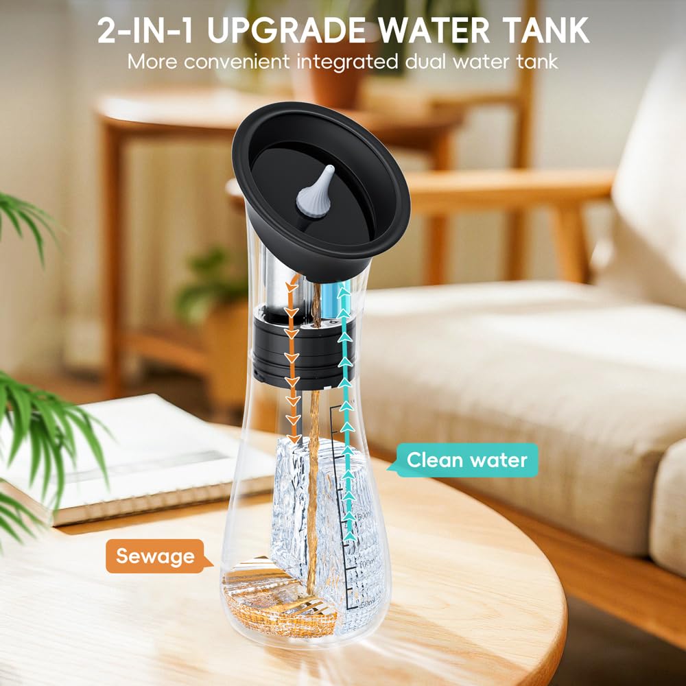 Temodu dual‑tank ear wash system keeps fresh water separate from waste water.