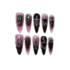 Glossy Y2K punk glam TENPAL nails shown in close-up