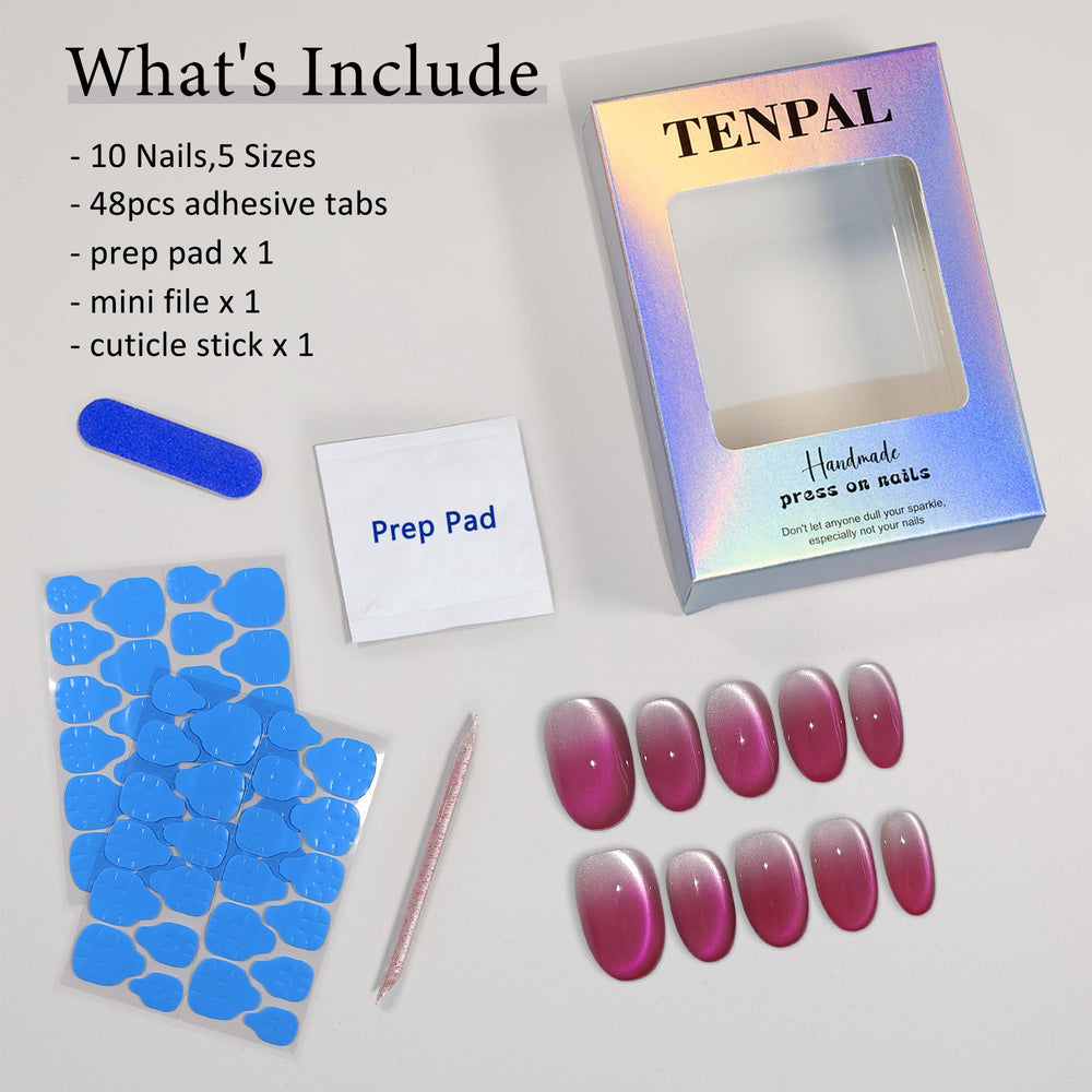 TENPAL close-up nails detail showing texture and glossy shine.