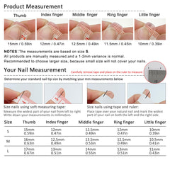 TENPAL size chart to find the perfect fit for TENPAL nails