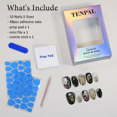 TENPAL stage-performance nails highlight the glossy finish and precise shape.
