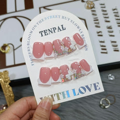 TENPAL short coffin duckbill nails with white French tip offer glossy salon-like finish for daily wear