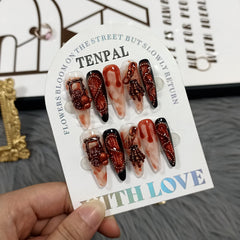 TENPAL glossy vampire nails designed for a striking Halloween design