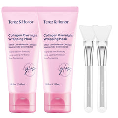 TEREZ & HONOR collagen night wrap mask bottle promotes deep overnight hydration