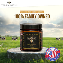 Terra Lotus balm applied to hands and cuticles for softness