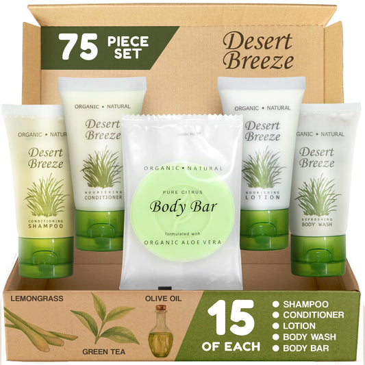 Terra Pure Desert Breeze travel set pack in hotel room amenities