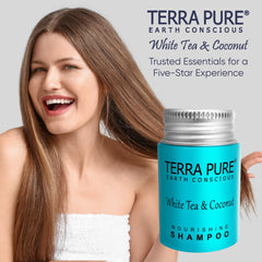 Terra Pure earth-conscious packaging highlights sustainable hospitality choices.