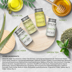 Terra Pure Green Tea Lotion bottle—silky moisturizing finish ideal for guest bathrooms.