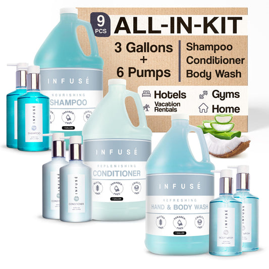 Terra Pure H2O Tropical Infuse gallon set for upscale guest amenities