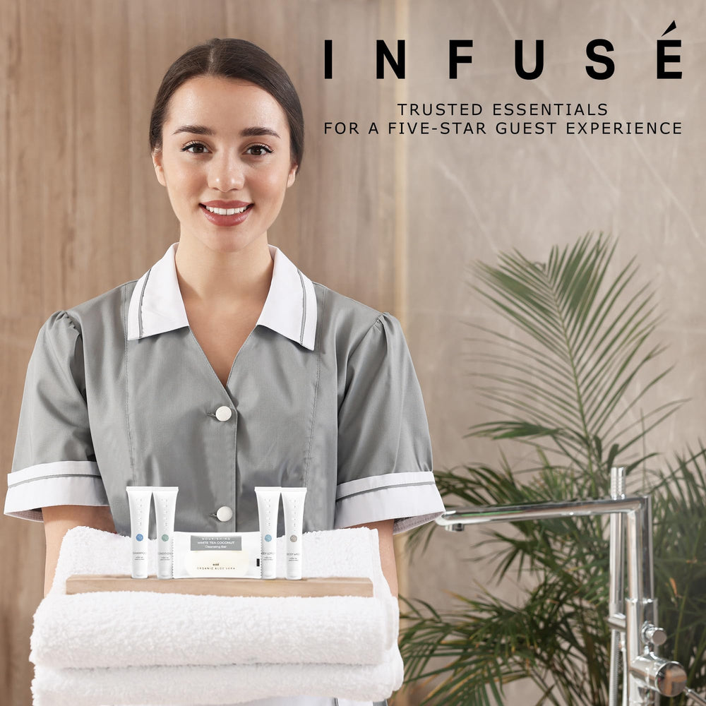 Terra Pure Infuse hotel kit packaging design for an elegant look.