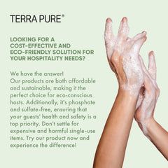 Terra Pure paraben-free vegetable-base formula shown for dispensers