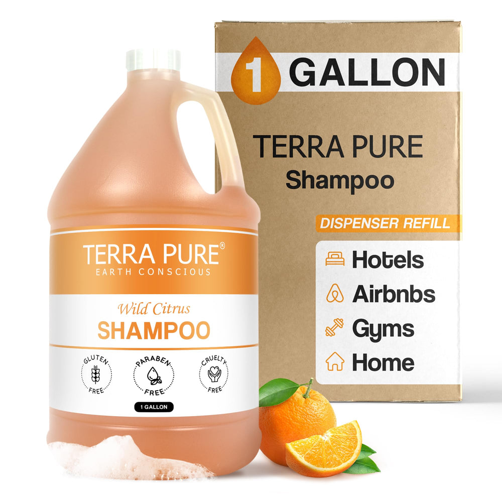 Terra Pure Wild Citrus shampoo bottle for guests' luxe hotel experience