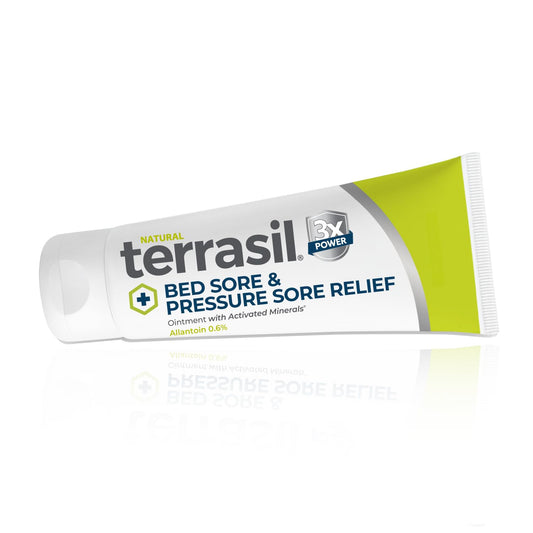 Terrasil bed sore relief cream jar showing the product for fast soothing relief