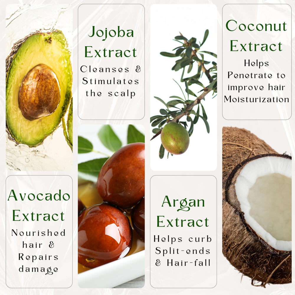 TerreVera Avocado Shampoo with argan highlights natural oils soothing scalp.