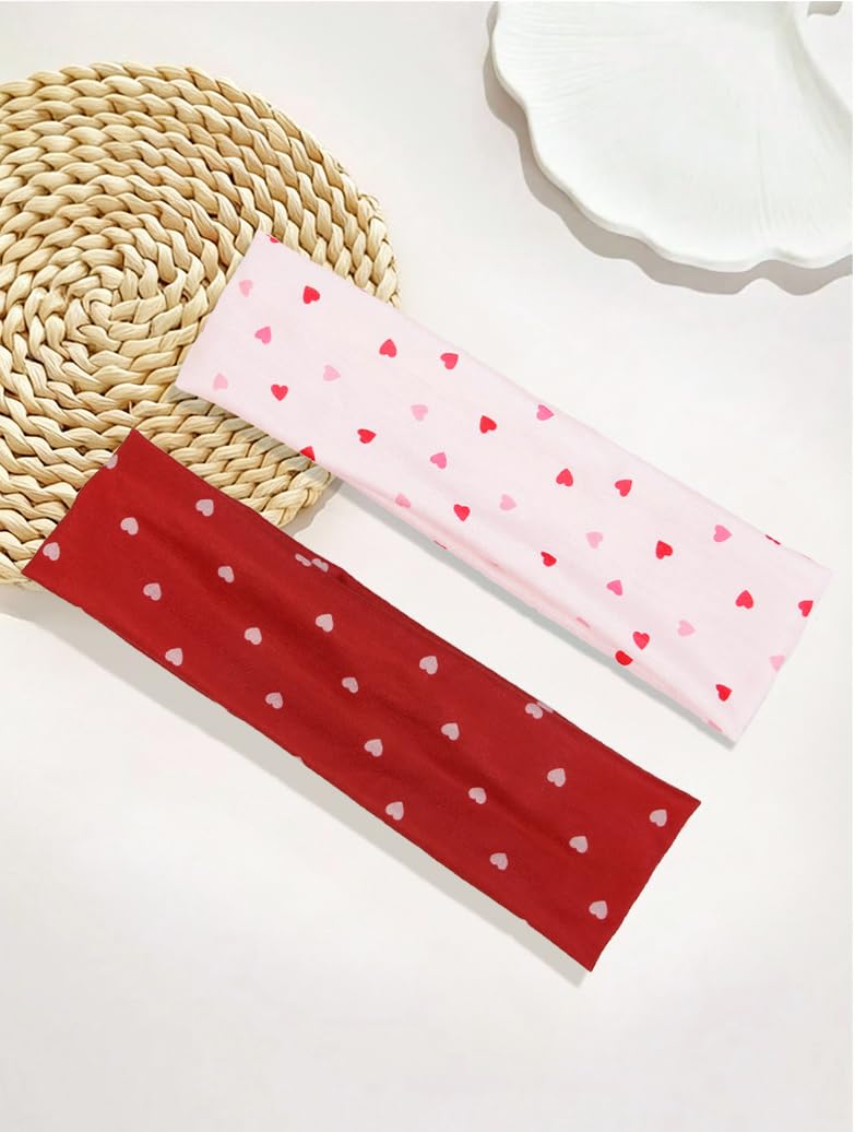 TERSE Valentine headbands with pink heart print add playful, stylish flair