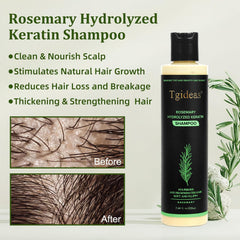 Tgideas rosemary shampoo bottle close-up highlighting keratin benefits