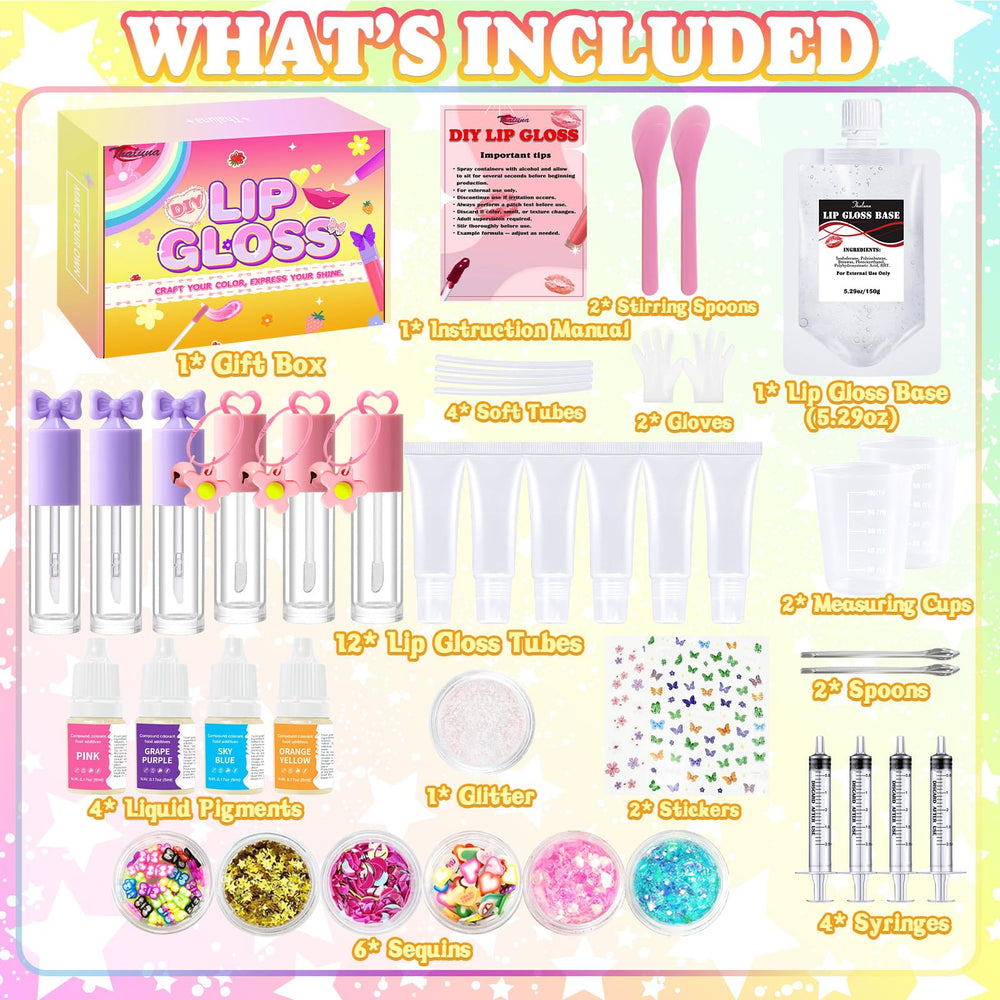 Thaluna DIY lip gloss pigments set offers vivid color options.