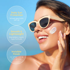 THANKYOU FARMER Sun Project Moisture SPF 40 applying on face shows no white cast.