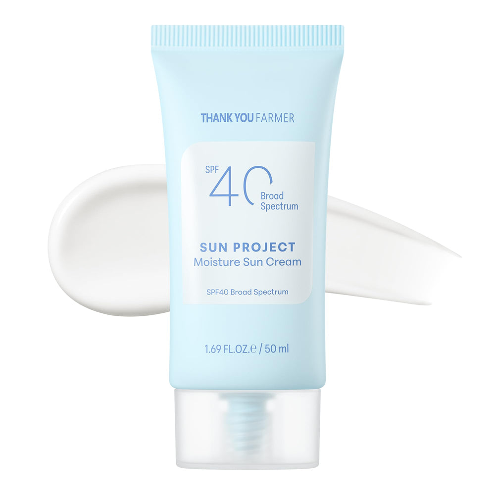 THANKYOU FARMER Sun Project Moisture SPF 40 tube front, fragrance-free protection for sensitive skin.