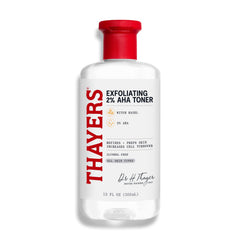Thayers 2% AHA toner bottle front shows gentle exfoliation for smoother skin