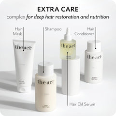 The Act Extra Hair Conditioner bottle on bathroom shelf with calm styling.