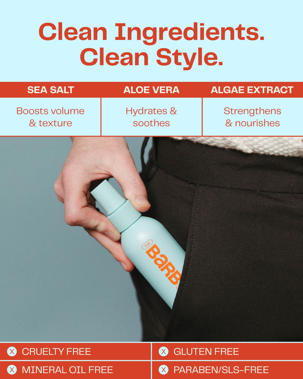 Short hair styling with Barb Sea Salt Spray for effortless texture.