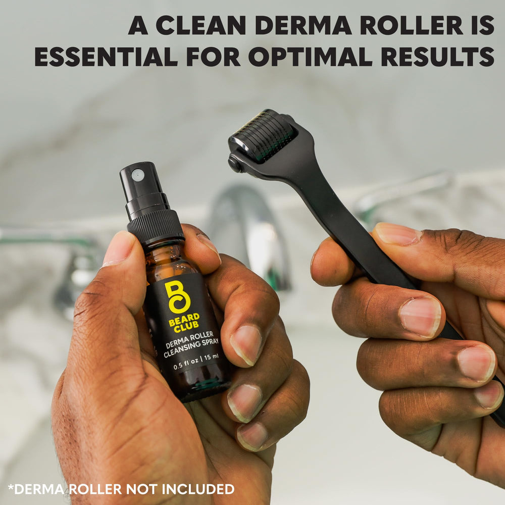Grooming kit with The Beard Club spray ready for routine use.