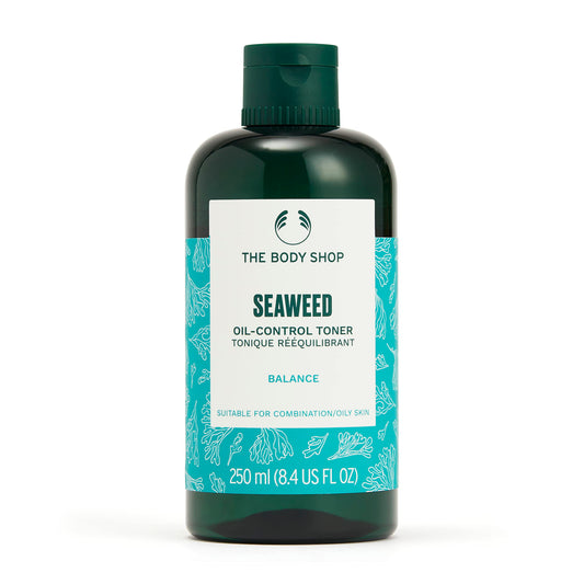 The Body Shop Seaweed Toner bottle for a clarifying, mattifying routine on combination skin