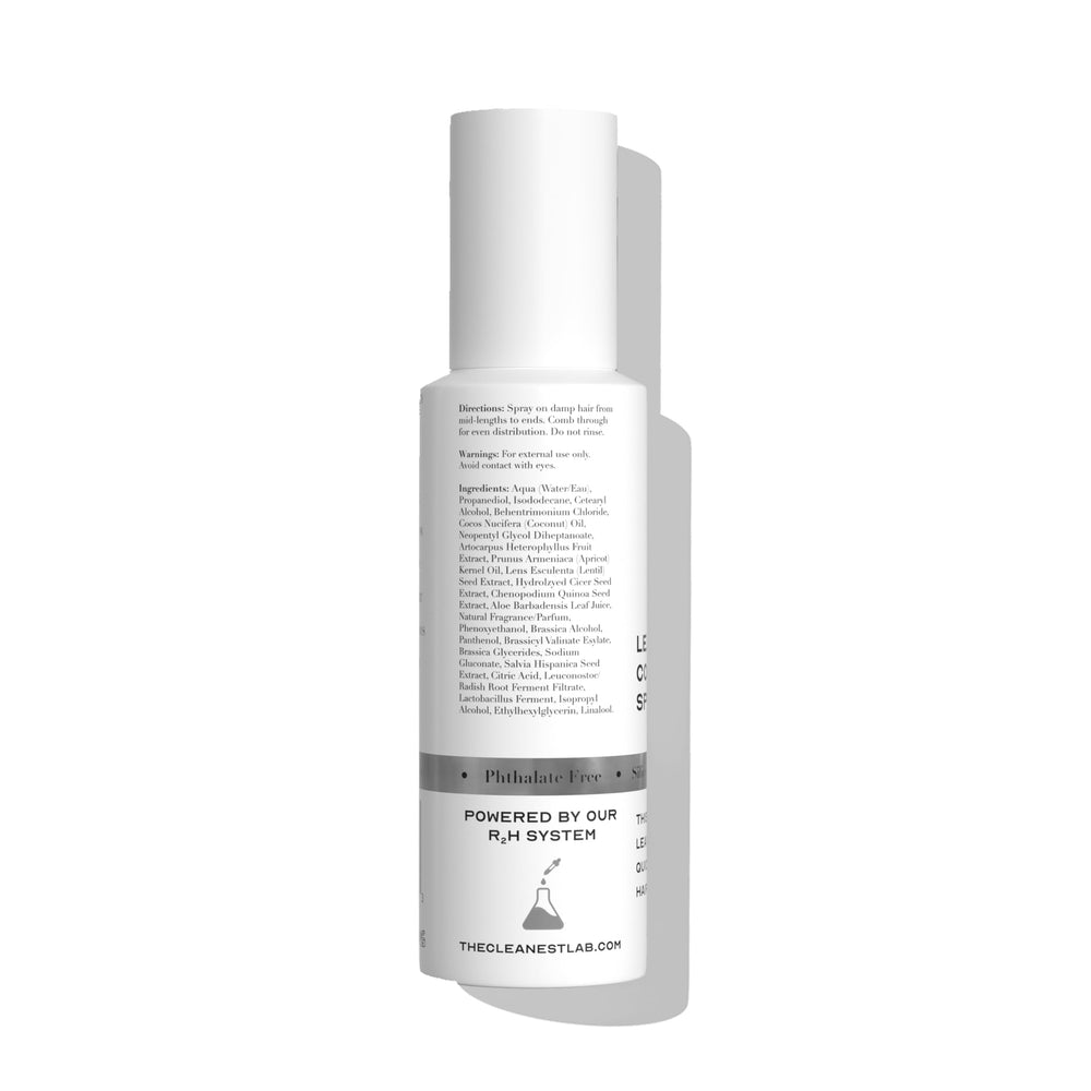 The Cleanest Lab leave-in conditioner mist spray application for quick styling.