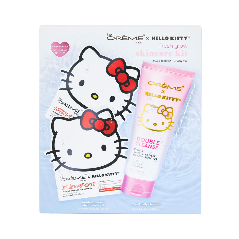 The Crème Shop Fresh Glow Mask with Hello Kitty for a nourishing skincare moment.