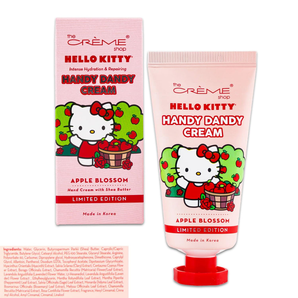 The Creme Shop Hello Kitty Apple Blossom lotion tube for nourished hands.