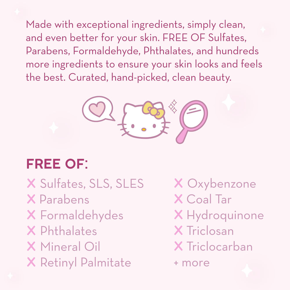 Hello Kitty Pink Water Crème packaging highlights a hydration-focused daily skincare routine.