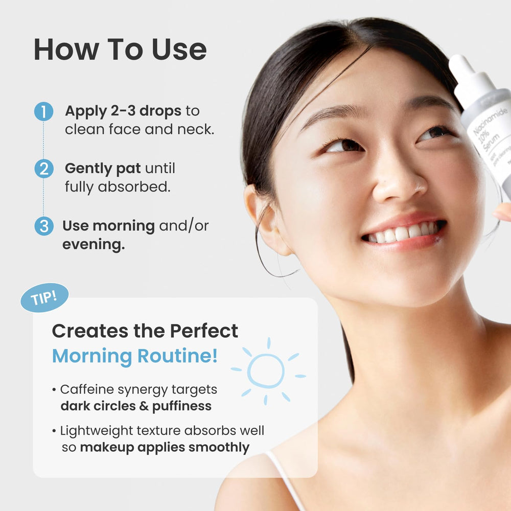 The Face Shop Alltimate Niacinamide 10percent Serum after-use skin appears non-greasy.