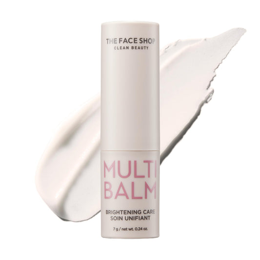 The Face Shop Brightening Care Multi Balm packaging highlights vitamin C glow benefits for radiant skin.