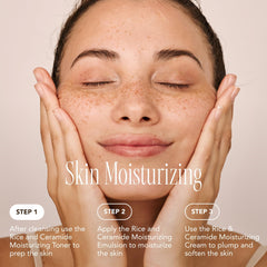 The Face Shop Rice Ceramide Emulsion applied on skin showing barrier hydration.