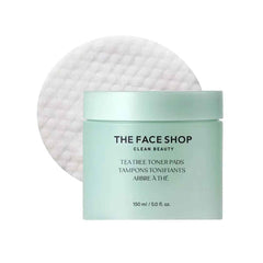 The Face Shop Tea Tree Toner Pad close-up, dual-sided for gentle exfoliation and pore care.