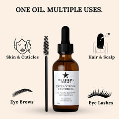 The Goodbye Company castor oil for eyebrows bottle supports brow grooming routine.