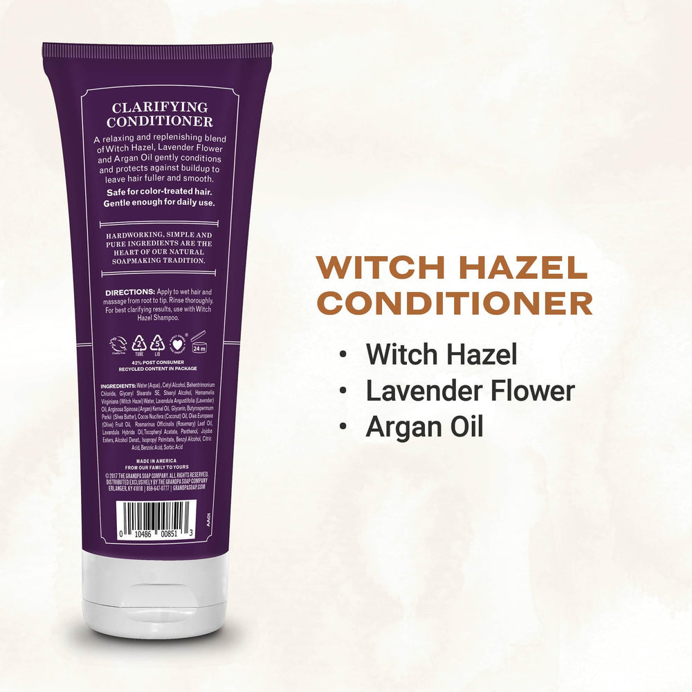 The Grandpa Soap Company clarifying witch hazel conditioner lavender label, vegan and cruelty-free