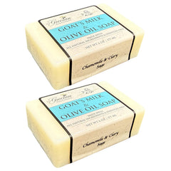 The Grecian Soap Company close-up of goat milk olive oil bar with chamomile and clary sage