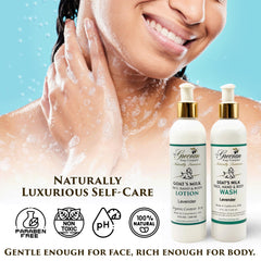Closeup of The Grecian Soap Company goat milk lotion texture, showing smooth, fast-absorbing moisture.