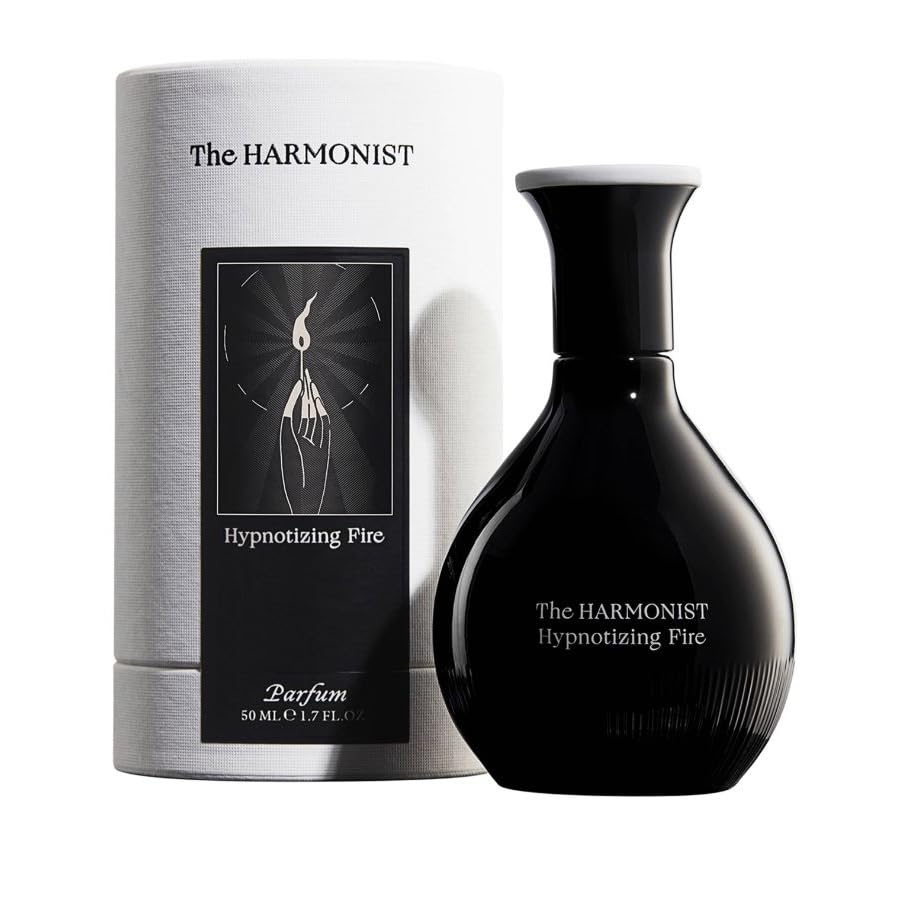 The Harmonist Hypnotizing Fire parfum spray bottle with warm vanilla and rose notes.