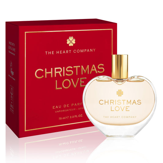 The Heart Company Christmas Love bottle front highlights a warm, festive scent for holiday moments.