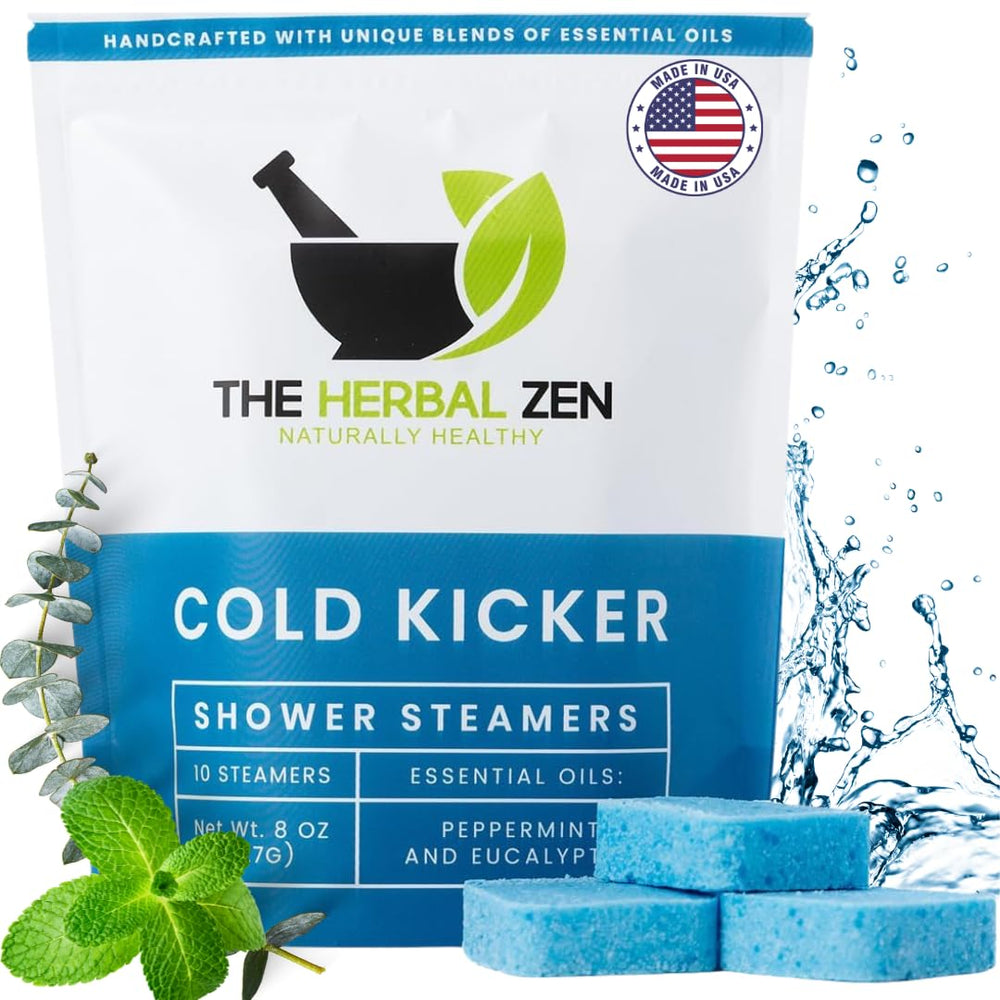 The Herbal Zen Cold Kicker steamers packaging shows a gift-ready box.