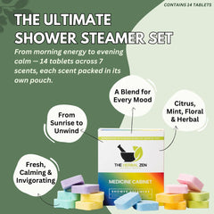 The Herbal Zen shower steamers assorted blends deliver seven unique aromas for daily relaxation.