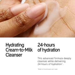 Moisturizer texture highlighting lightweight, dewy finish for skin.